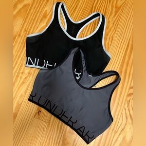 Under Armour Compression Style Sports Bras in Black & Gray, size Small